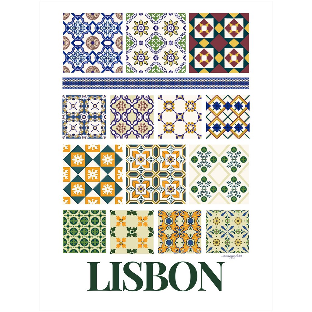 Lisbon Tiles A3 Art Print