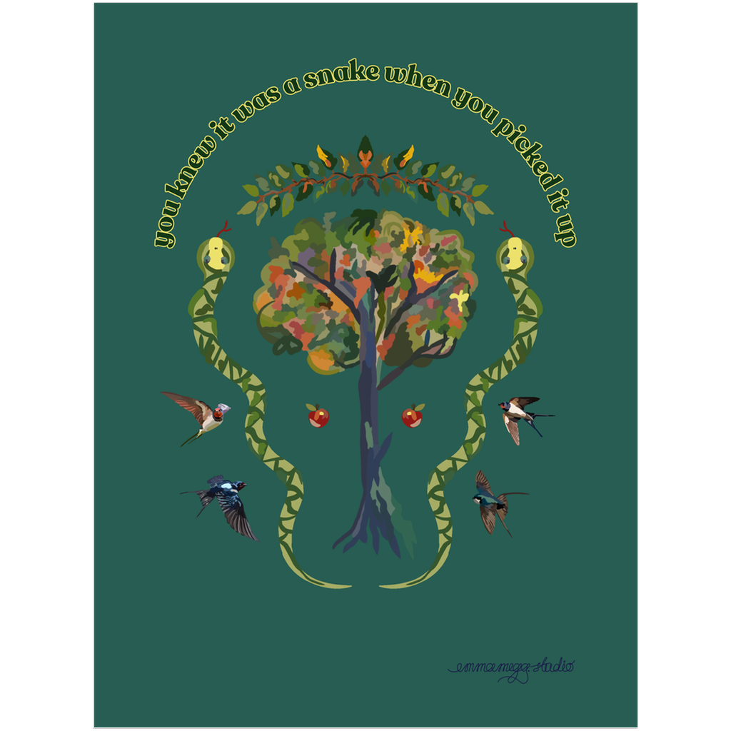 Snakes (green) A3 Art Print